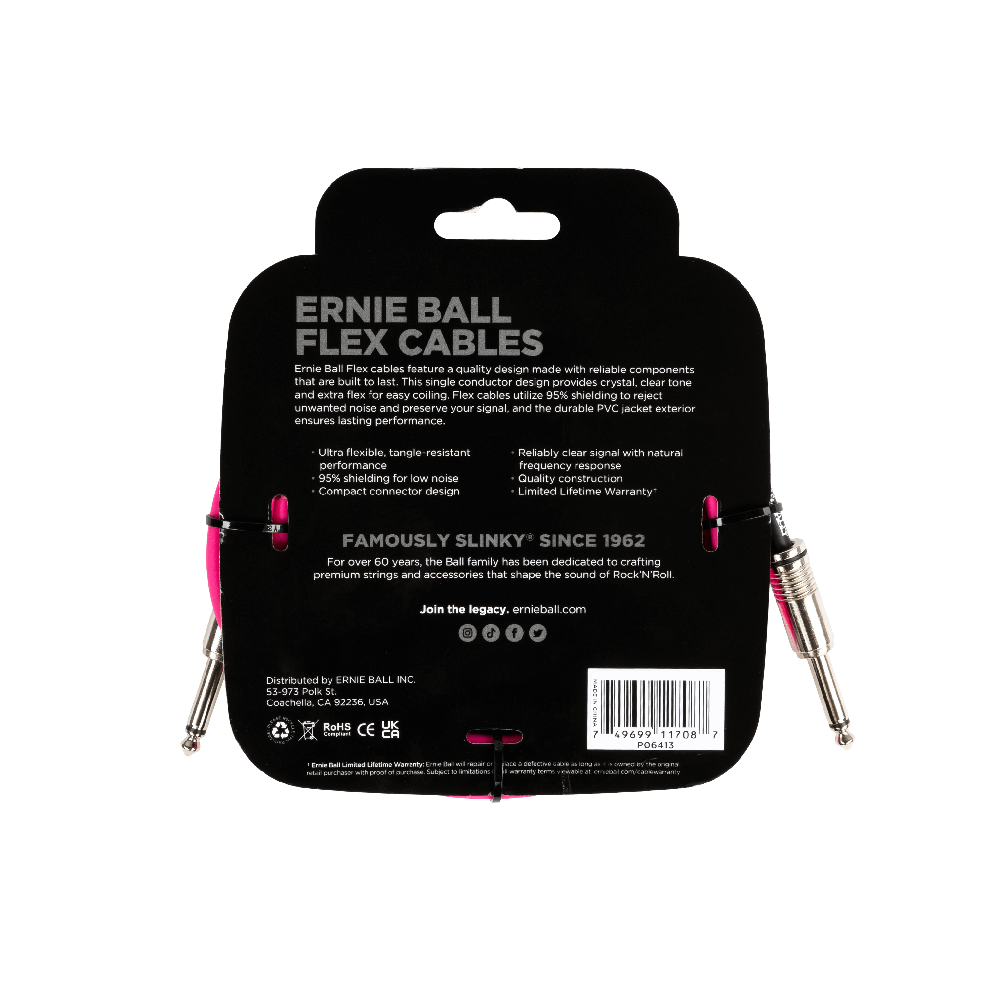 Cable | Ernie Ball | po6413 strt 10ft - Pink