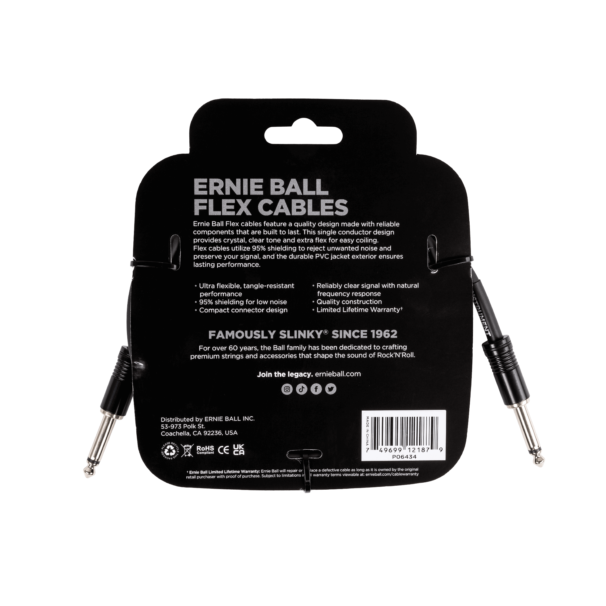 Cable | Ernie Ball | po6434 10FT Straight/Straight - black