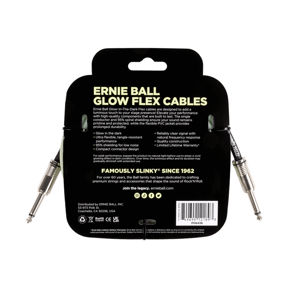 Cable | Ernie Ball |Straight 10ft - Glow in Dark (P06436)