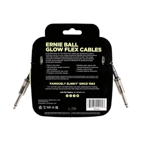Cable | Ernie Ball |Straight 10ft - Glow in Dark (P06436)