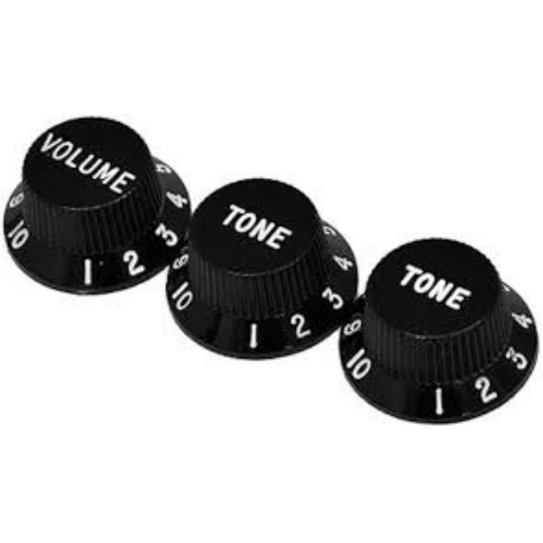 Control Knobs | Fender | Guitar Control Knobs-Black-1Volume2Tone